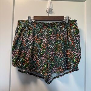 Land's End Women Bright Floral Cotton Modal Lined Boyshorts Pull On Casual Short